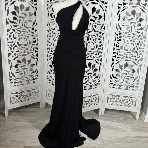 Jovani 02543 Ruched One Shoulder Formal Dress Black - Picture 8 of 15